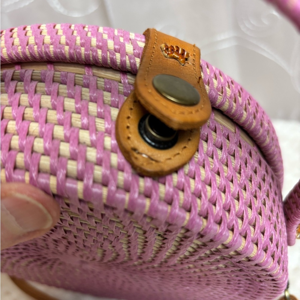 Atabali Rattan Vegan Round Crossbody Purse - Picture 12 of 15